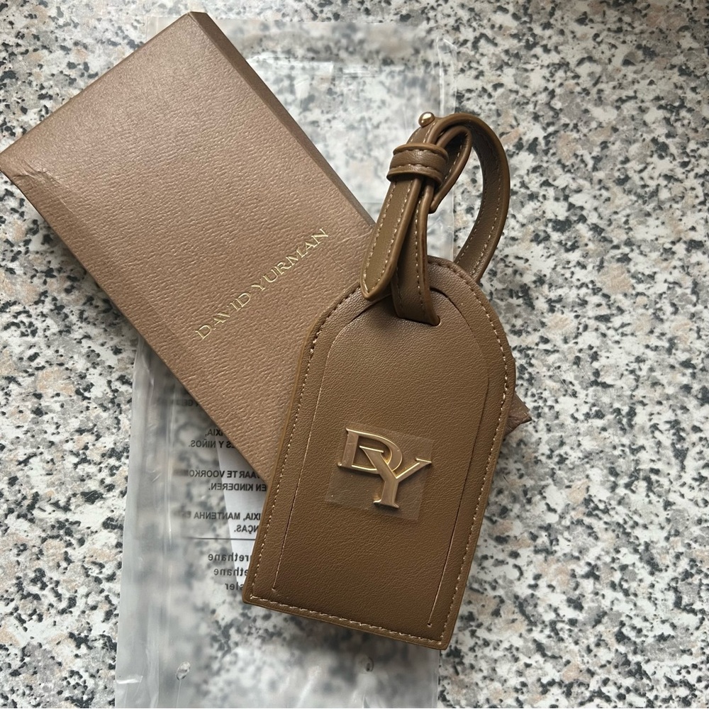 David Yurman Tan Leather Bag Tag